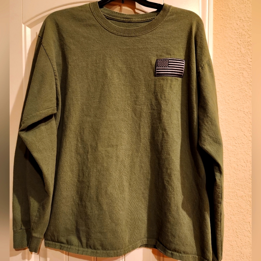 🙋‍♂️Retrofit Men's Long Sleeve Shirt, Military Green, Size L